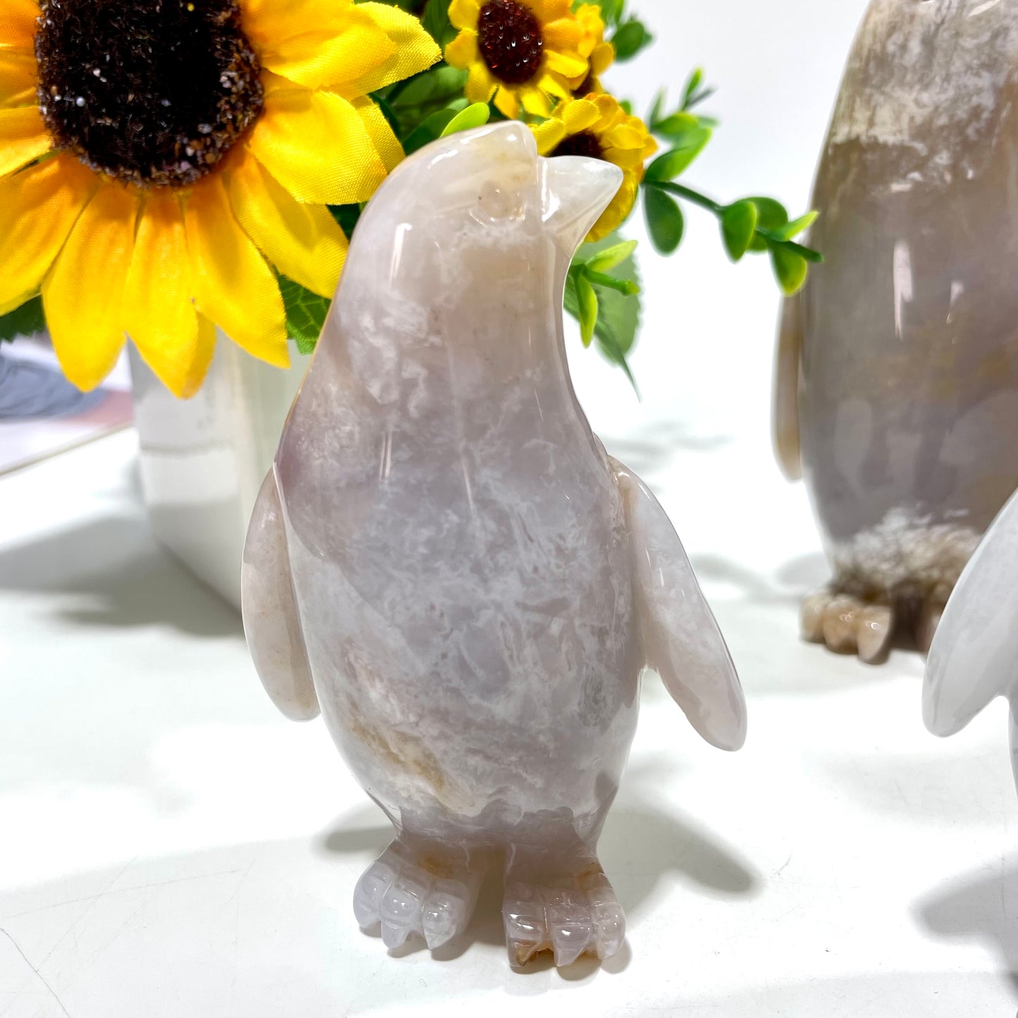 Blue Chalcedony Penguin Crystal Carving Natural Stone Gem Mining Chakra Balancing Reiki Healing Crystal Mystery Crystal Display Crystal Shopping Online Home Office Decor From IG Crystal