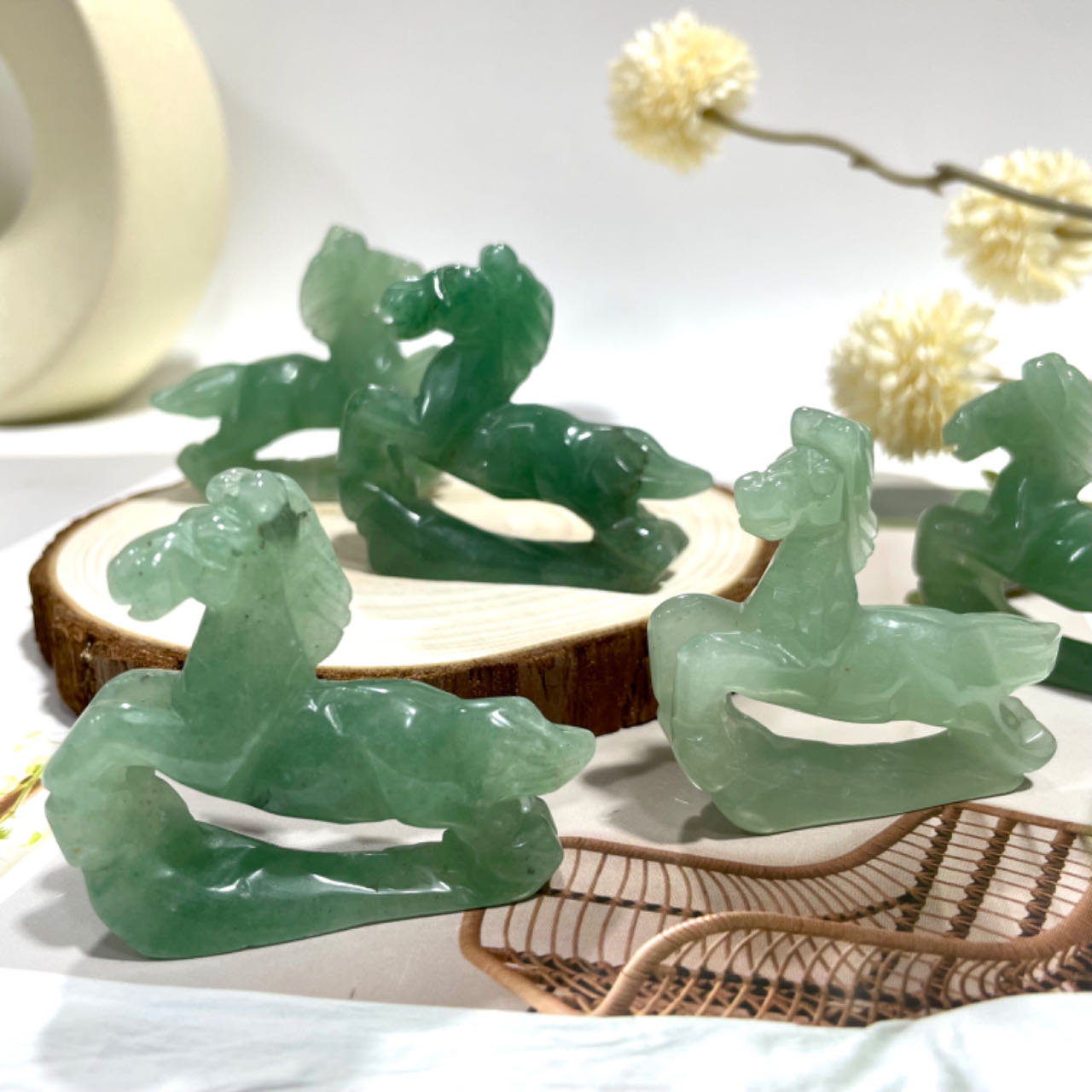 2 Counts Green Aventurine Horse Crystal Healing Crystal Home Decoration From IG Crystal