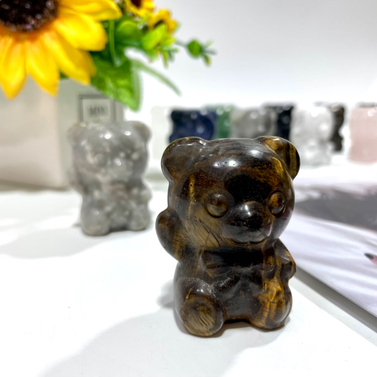 3 Counts Different Materials Cute Bear Crystal Carvings Natural Stone Gem Mining Chakra Balancing Reiki Healing Crystal Mystery Crystal Display Crystal Shopping Online Home Office Decor From IG Crystal