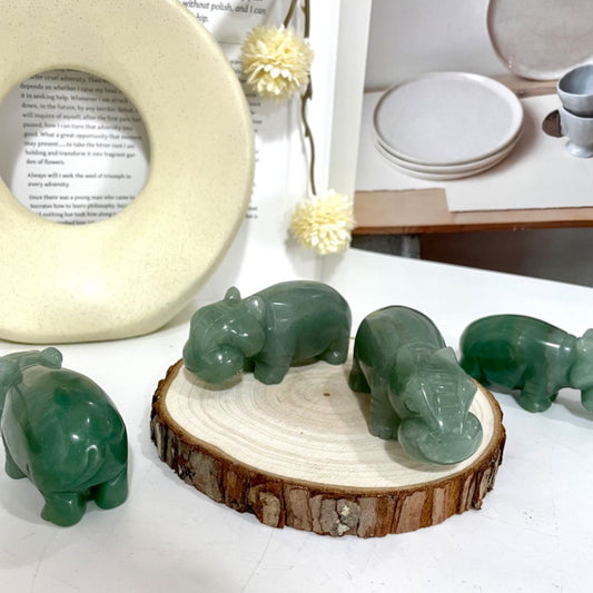 Green Aventurine Hippo Crystal Healing Stone Home Decoration From IG Crystal