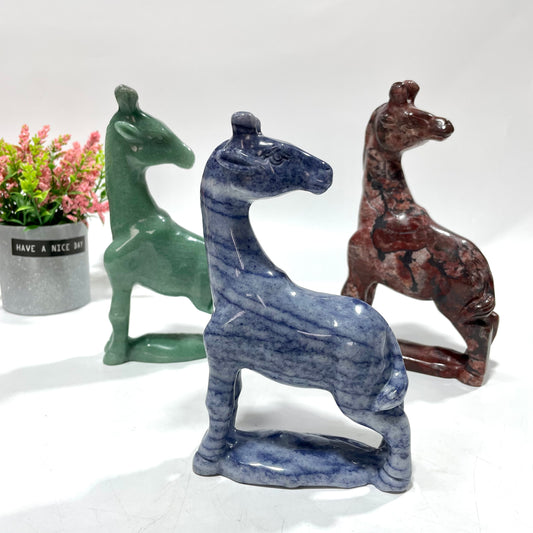 1 Count Giraffe Crystal Carving Green/Blue Aventurine Red Picture Jasper Healing Stones Natural Stone Chakra Balancing Reiki Home Office Decor From IG Crystal