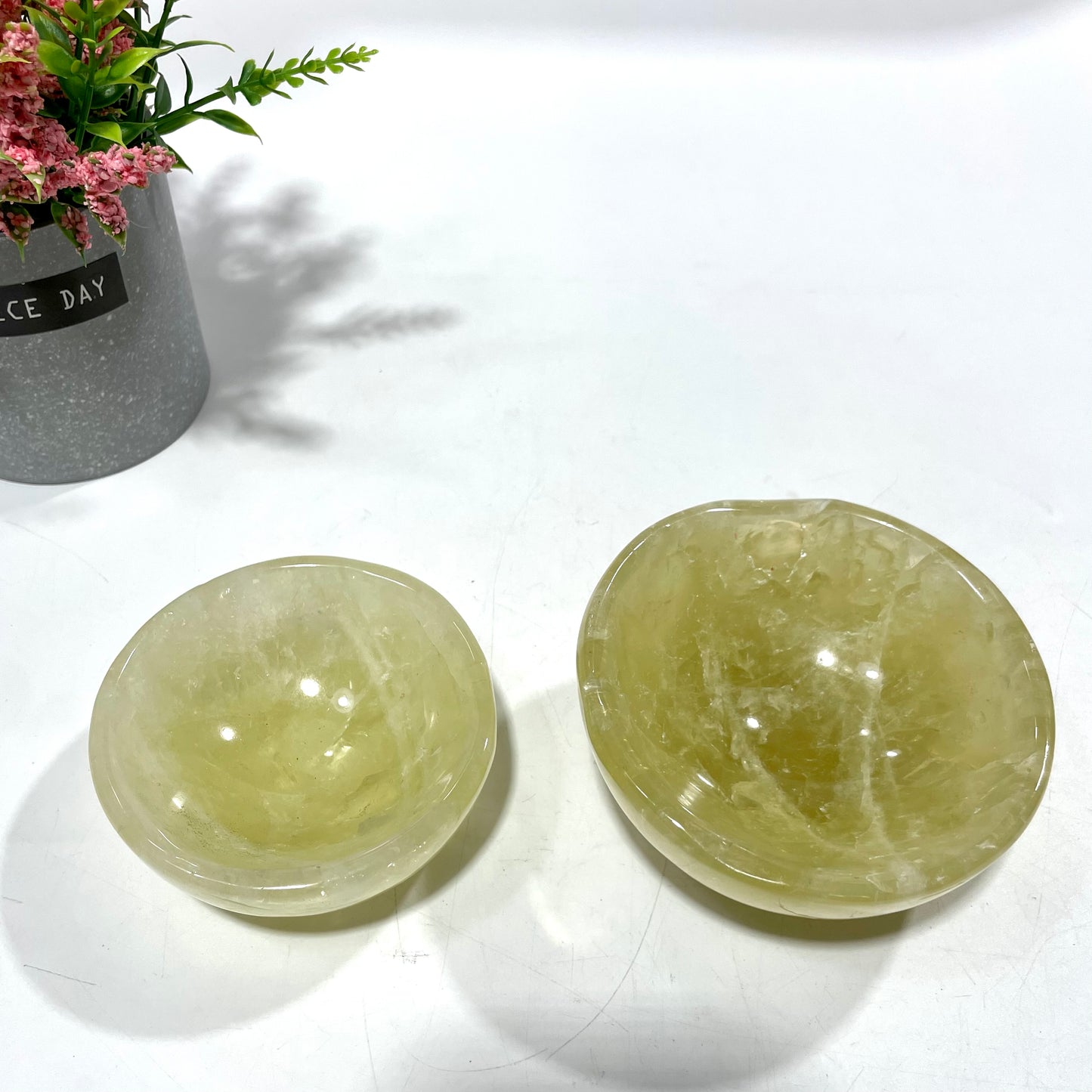 Rose Quartz Citrine Bowl Hand Polished Gem Stone Bowls Natural Raw Crystal Decorative Dish Jewelry Storage Agate Bowl for Meditation Reiki Healing From IG Crystal