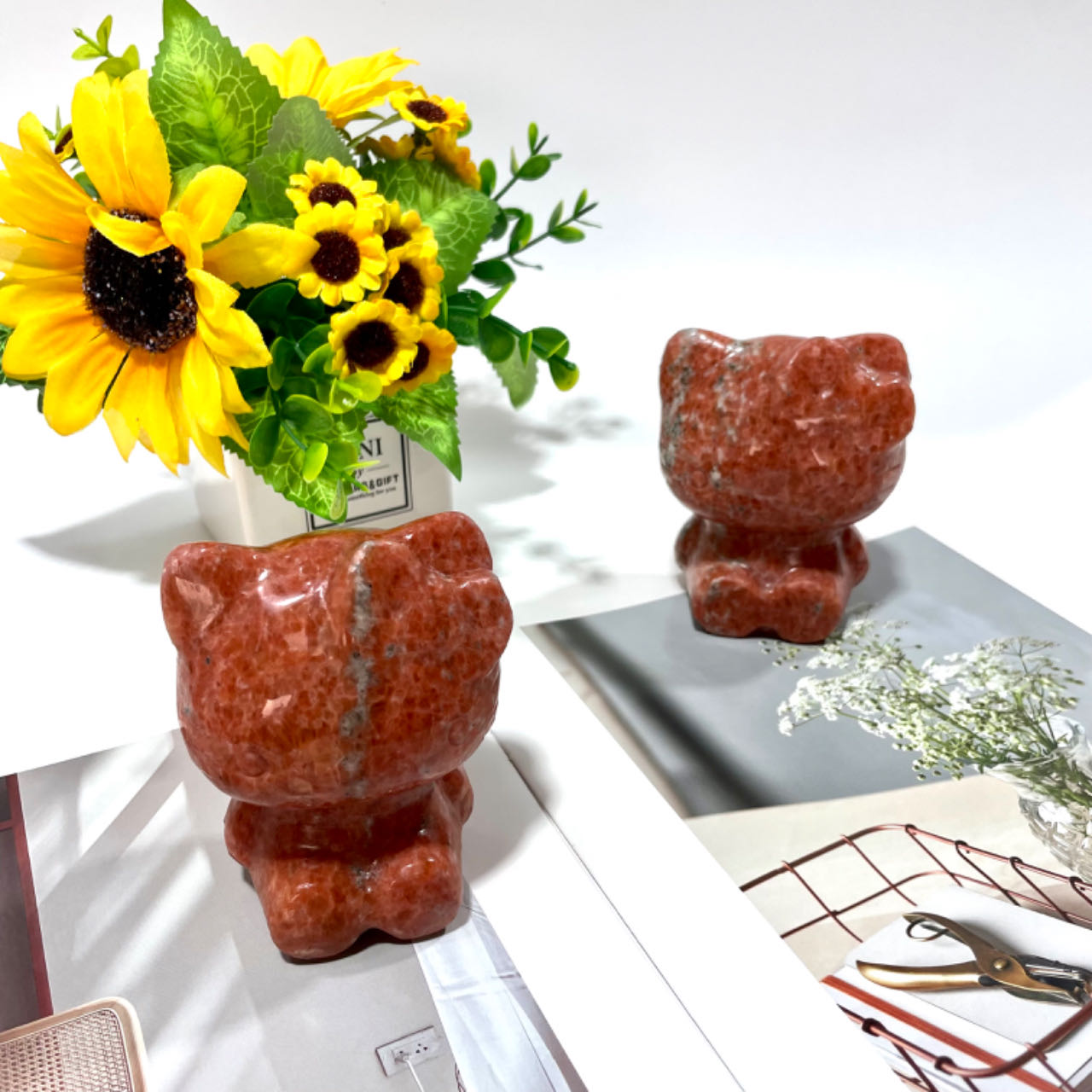 1 Count Sunstone HK Crystal Carving Natural Stone Gem Mining Chakra Balancing Reiki Healing Crystal Mystery Crystal Display Crystal Shopping Online Home Office Decor From IG Crystal