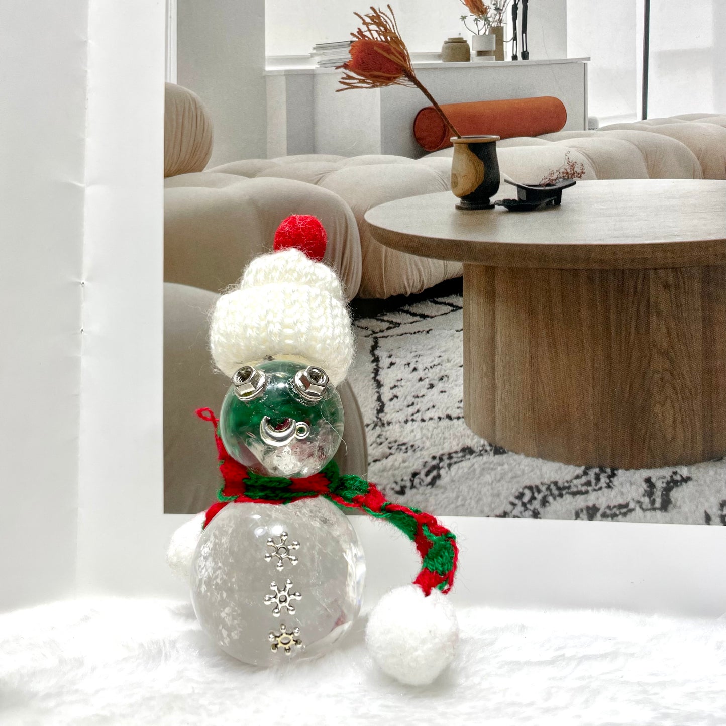 2 Counts Snowman Crystal Carving Rose Quartz Clear Quartz Healing Stones Natural Stone Chakra Balancing Reiki Home Office Decor From IG Crystal