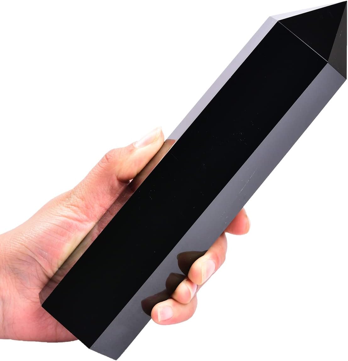 Stochastic 1PCS Large Black Obsidian Crystal Tower Natural Healing Crystal Point Wand Obelisk 6 Faceted Reiki Chakra Meditation Therapy Home Decor Gift From IG Crystal