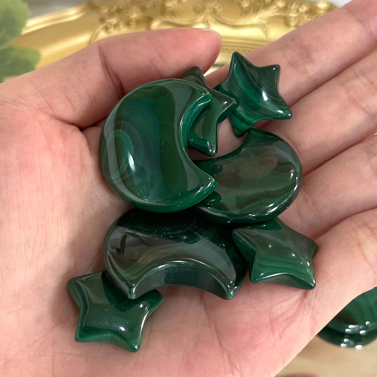 10PCS Moon Star Shape Crystal Malachite From IG Crystal