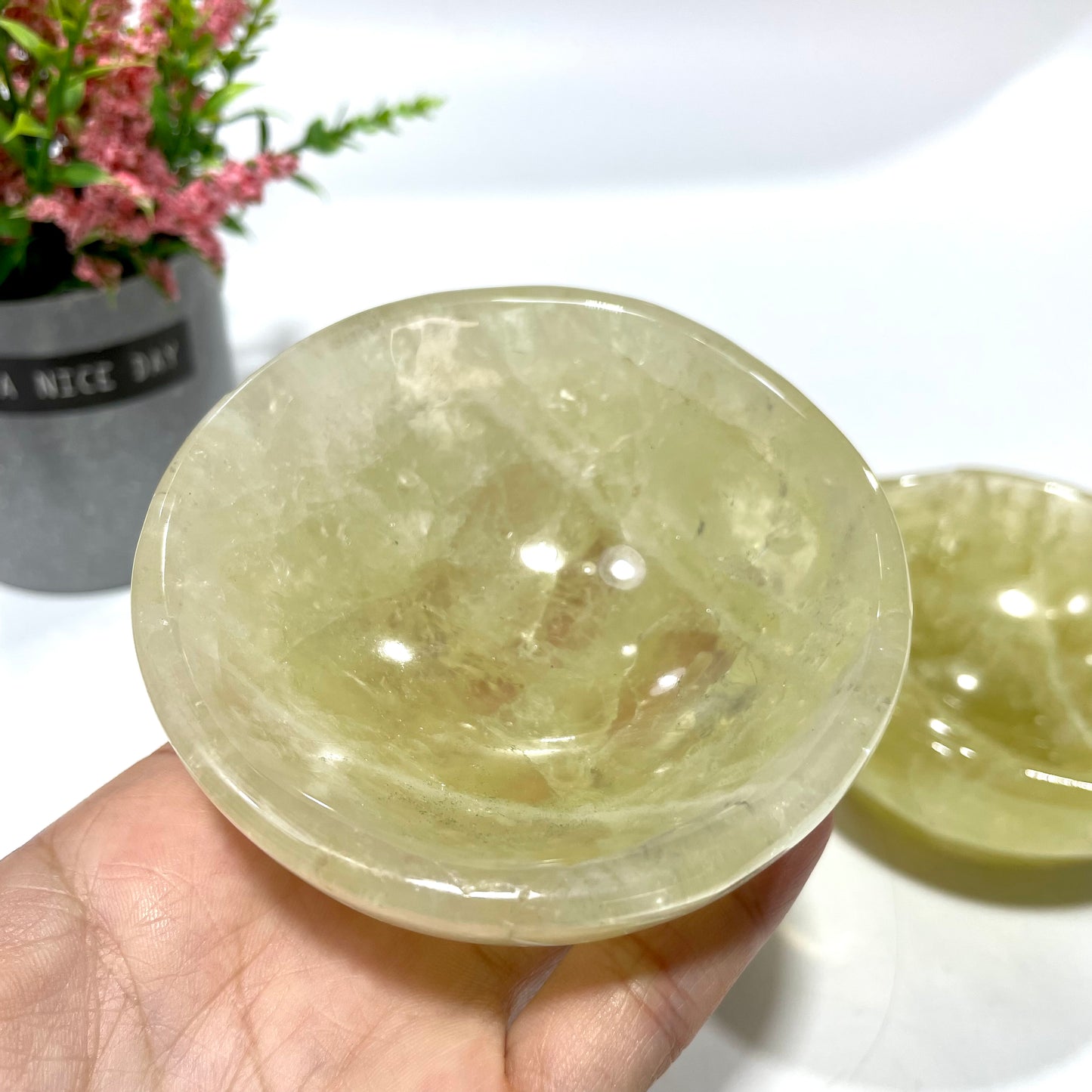 Rose Quartz Citrine Bowl Hand Polished Gem Stone Bowls Natural Raw Crystal Decorative Dish Jewelry Storage Agate Bowl for Meditation Reiki Healing From IG Crystal