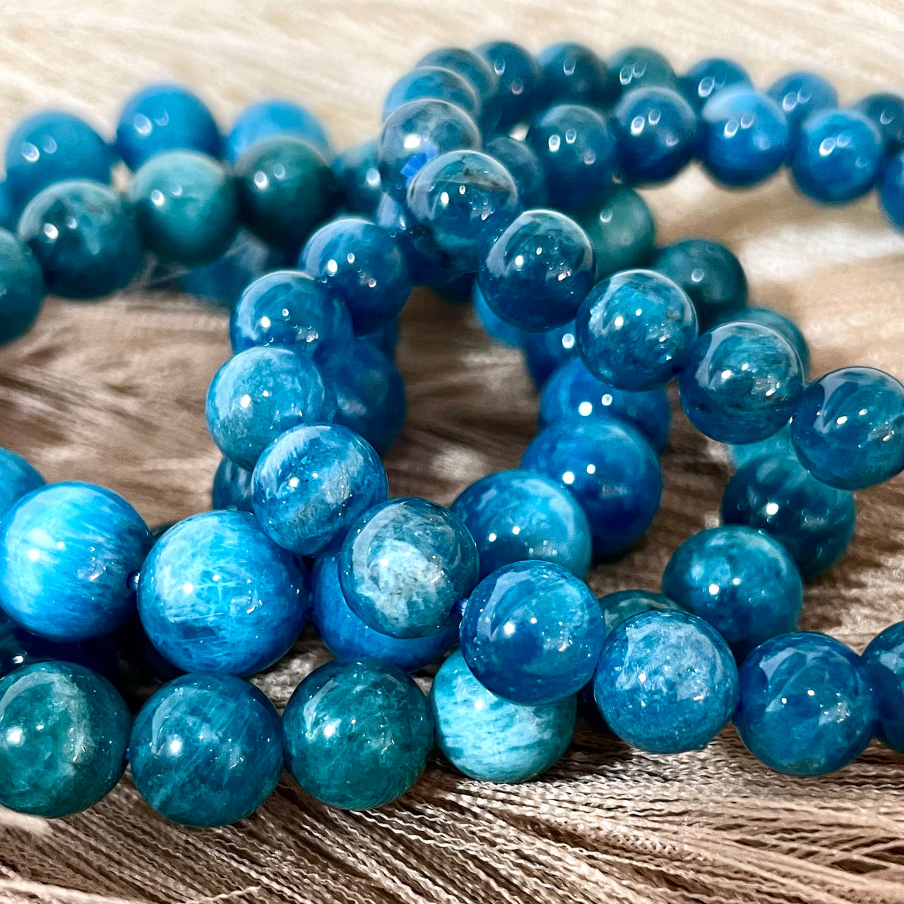 Blue Apatite Bracelet 7~11mm Energy Healing Crystals Jewelry for Women DIY Bracelet From IG Crystal
