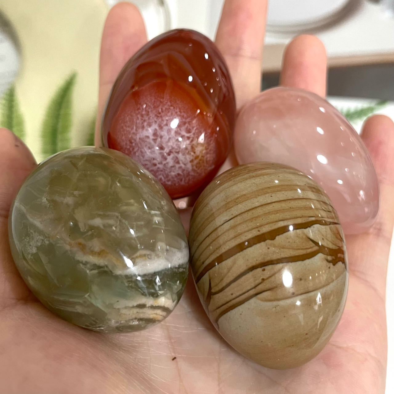 Small Eggs Ocean Jasper Rose Quartz Red Agate Woodstone Healing Stone Home Decoration From IG Crystal