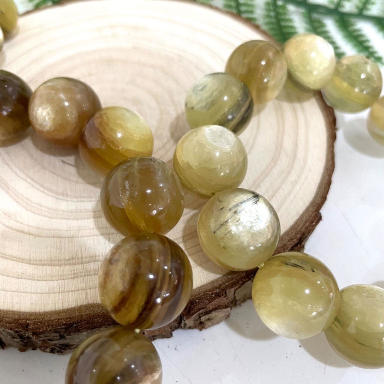 1PCS Golden Mica 17~18mm Bracelet Healing Stone From IG Crystal