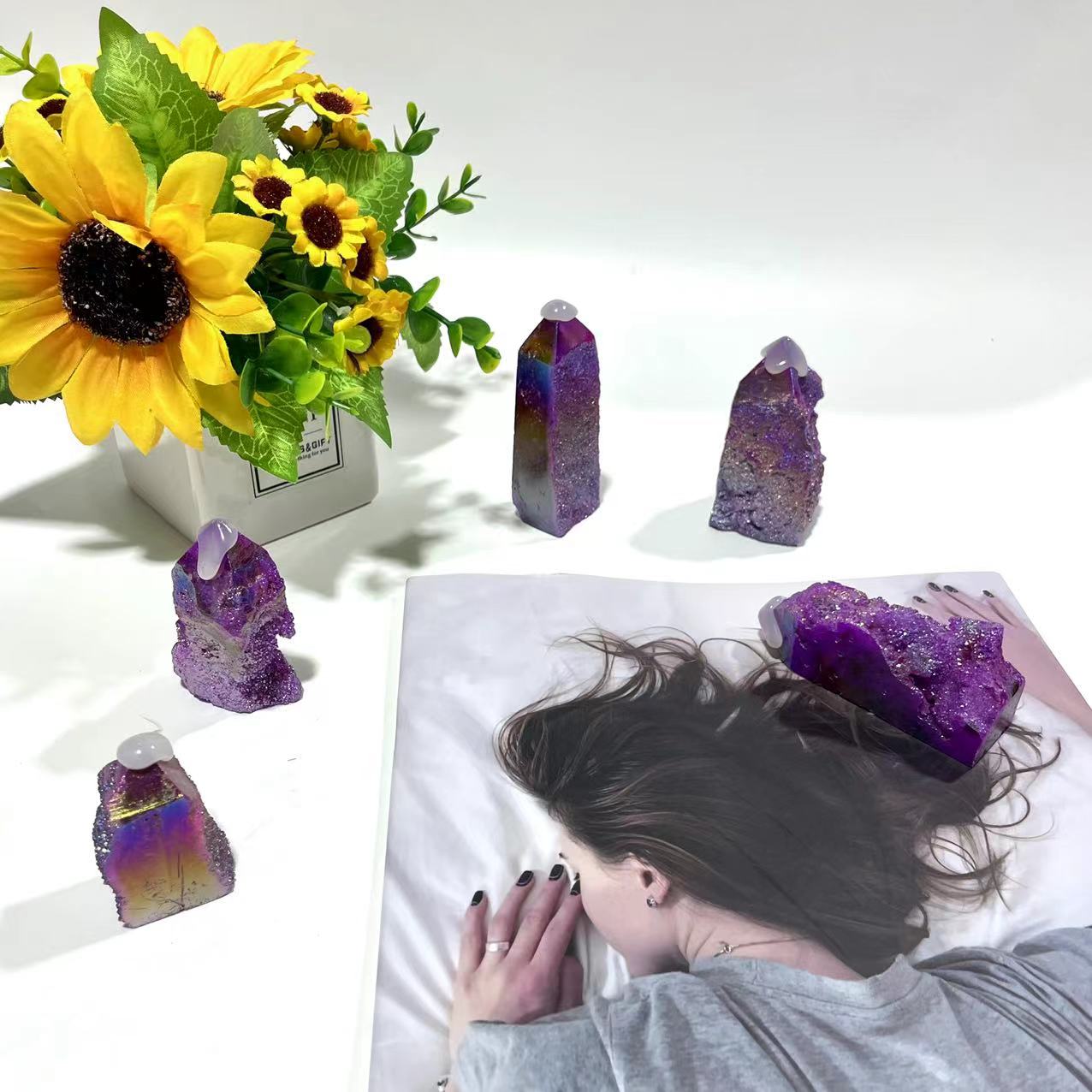 5~7 Counts 500G Purple Sphalerite Wand Unnatural Stone Artificial Crystal Gem Mining Chakra Balancing Reiki Healing Crystal Mystery Crystal Display Crystal Shopping Online Home Office Decor From IG Crystal