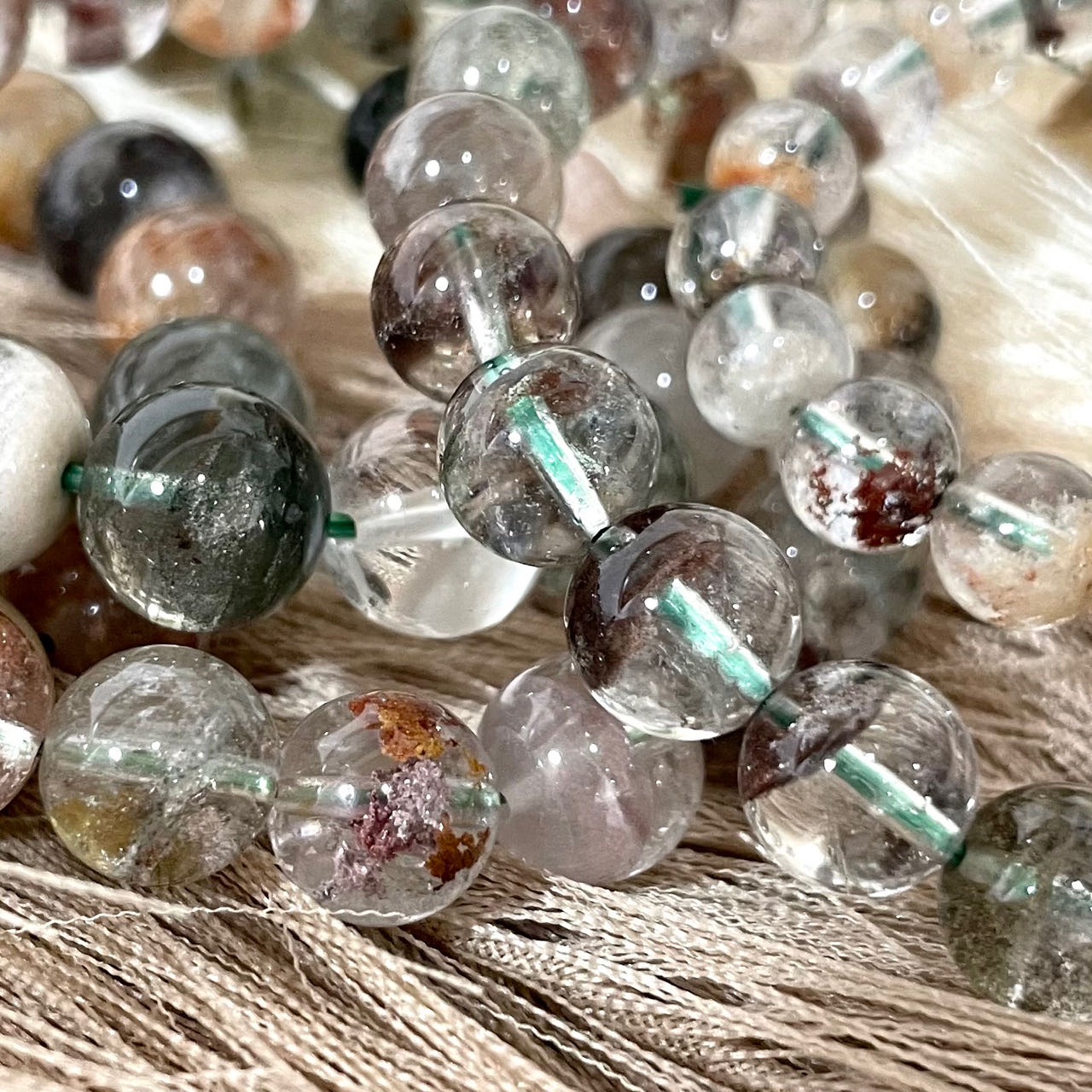 Green Phantom Quartz Bracelet 8~12mm Energy Healing Crystals Jewelry for Women DIY Bracelet From IG Crystal