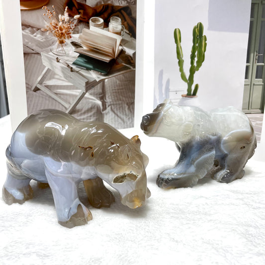 1 Count Geode Agate Bear Hippo Crystal Carving Natural Stone Gem Mining Chakra Balancing Reiki Healing Crystal Mystery Crystal Display Crystal Shopping Online Home Office Decor From IG Crystal