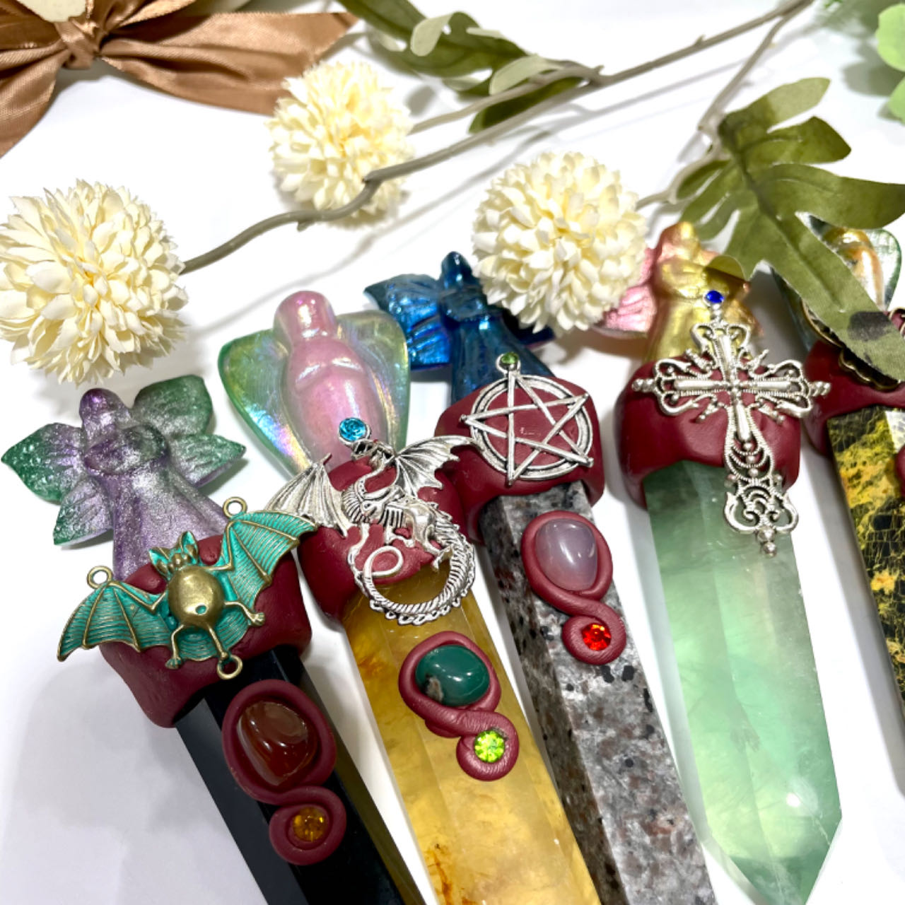 1 Count Different Maerail Magic Wands Flower Fairy High Quality Natural Flourite Citrine Apatite Amethyst Rose Quartz From IG Crystal