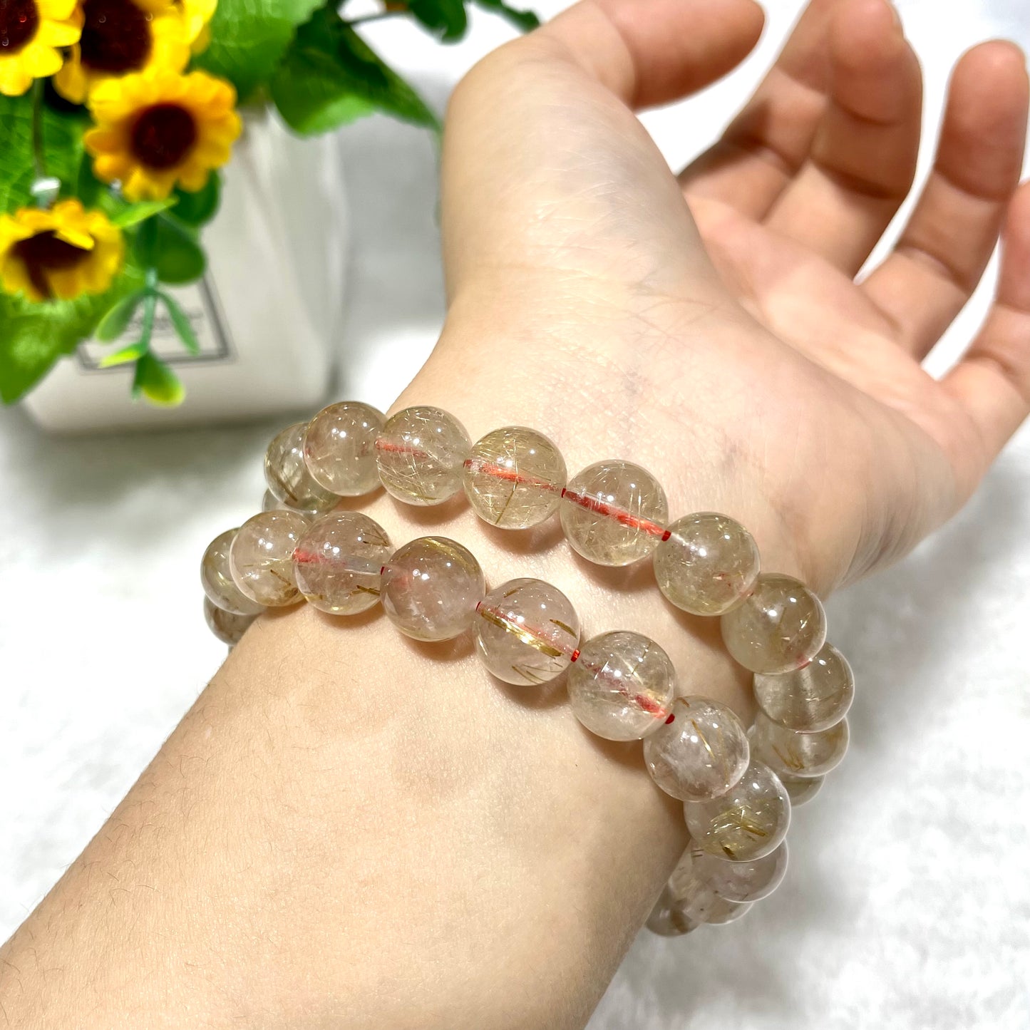 3 Counts Golden Rutile Bracelet 10~11mm Natural Crystals Healing Crystals Bracelet for Women and Men Teens Crystal Jewelry Shop Pretty Crystals From IG Crystal