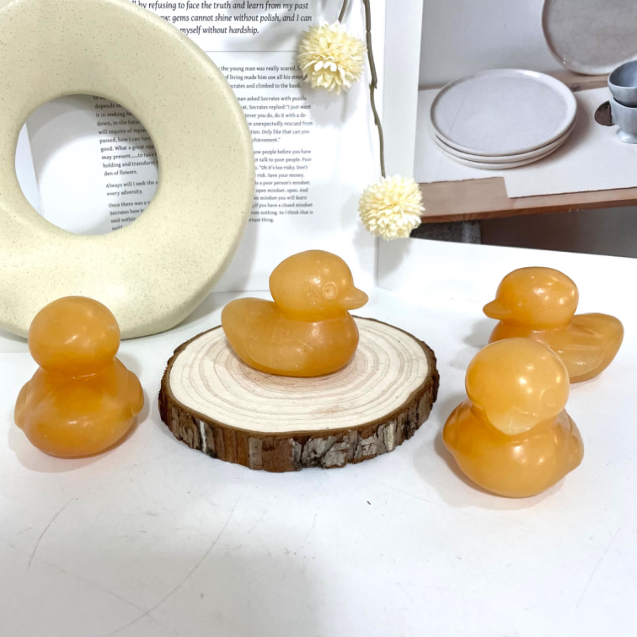 2 / 7PCS Yellow Calcite Small Yellow Duck Crystal Healing Stone From IG Crystal
