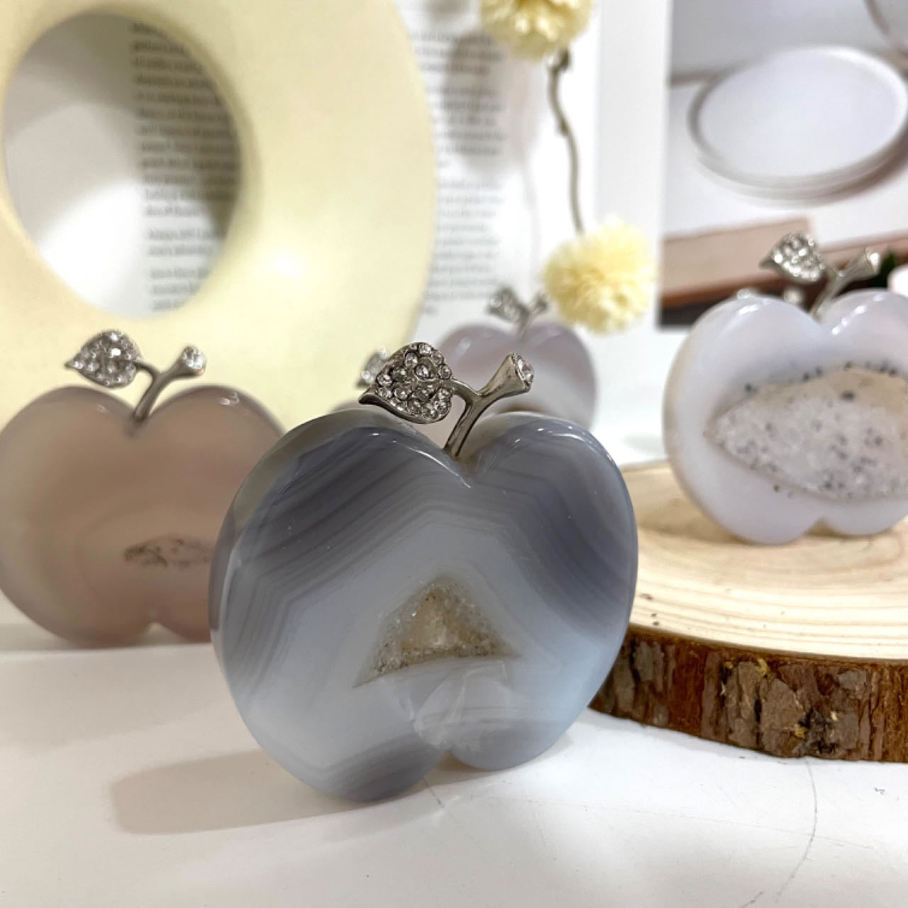 Apple Agate High Quality Natural Crystals (Stochastic 7pc) From IG Crystal