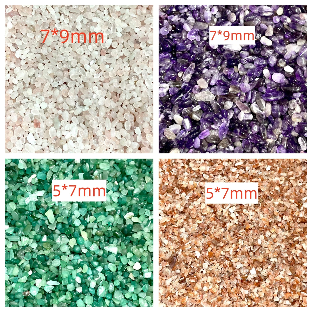 1 KG Different Materials Crystal Chips Sets Rose Quartz Green Phantom Quartz Green Aventurine Sun Stone Tourmaline Prehnite Citrine Clear Quartz Amethyst White Turquoise Super 8 Strawberry Quartz High Quality Natural Crystals From IG Crystal