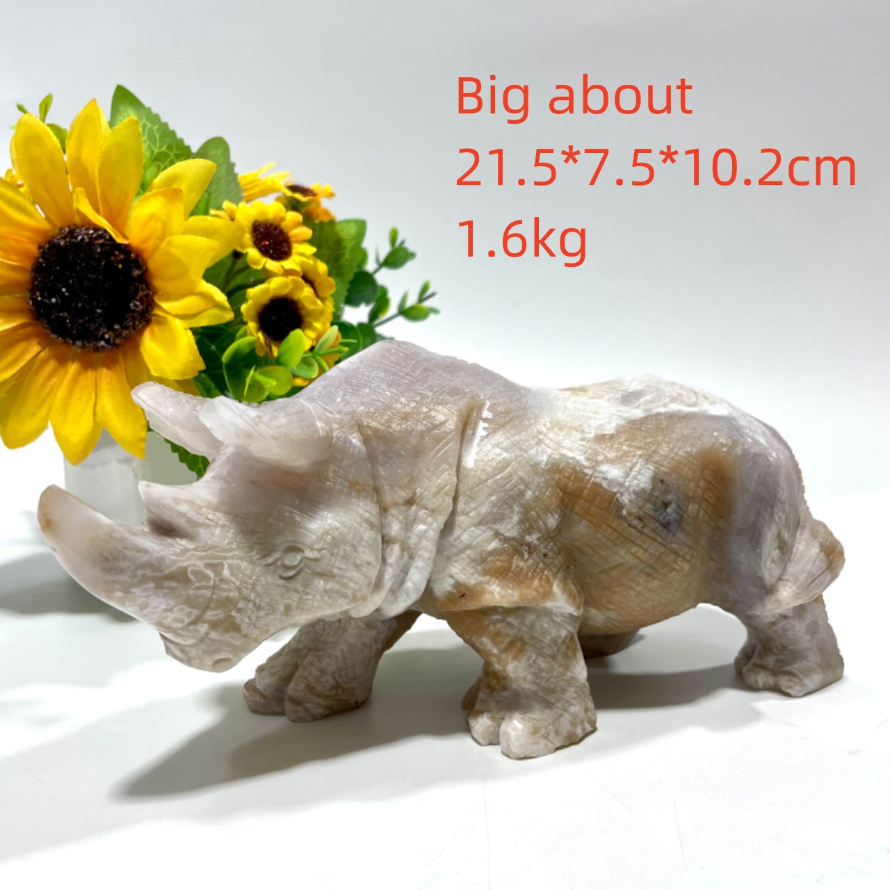 1 Count Big Rhinoceros White Agate Jade Crystal Healing Crystal Gem Reiki Healing Home Decor Crystal Jewelry Shop Pretty Crystals From IG Crystal