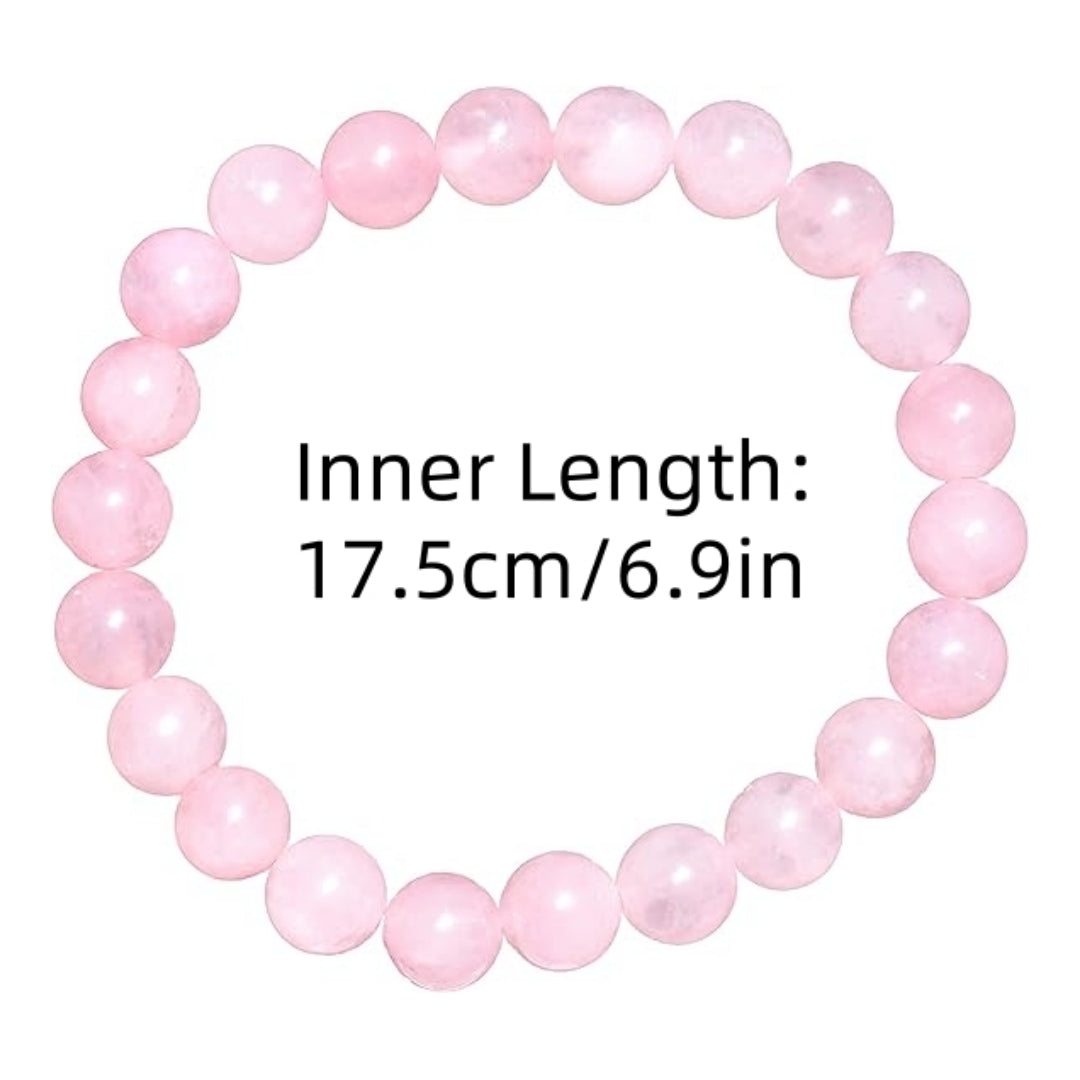 6 Counts Rose Quartz Bead Bracelet – Bracelets for Women, Men And Teens Girls Gifts – 8mm Round Beaded Bracelets – Unisex Elastic Stretchy Gemstones Bracelet Handmade Reiki Mens Bracelet From IG Crystal