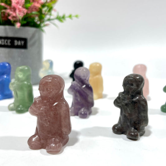3 Counts Halloween Knife-wielding Ghost Crystal Carving Healing Crystal Gem Reiki Healing Home Decor Crystal Jewelry Shop Pretty Crystals From IG Crystal
