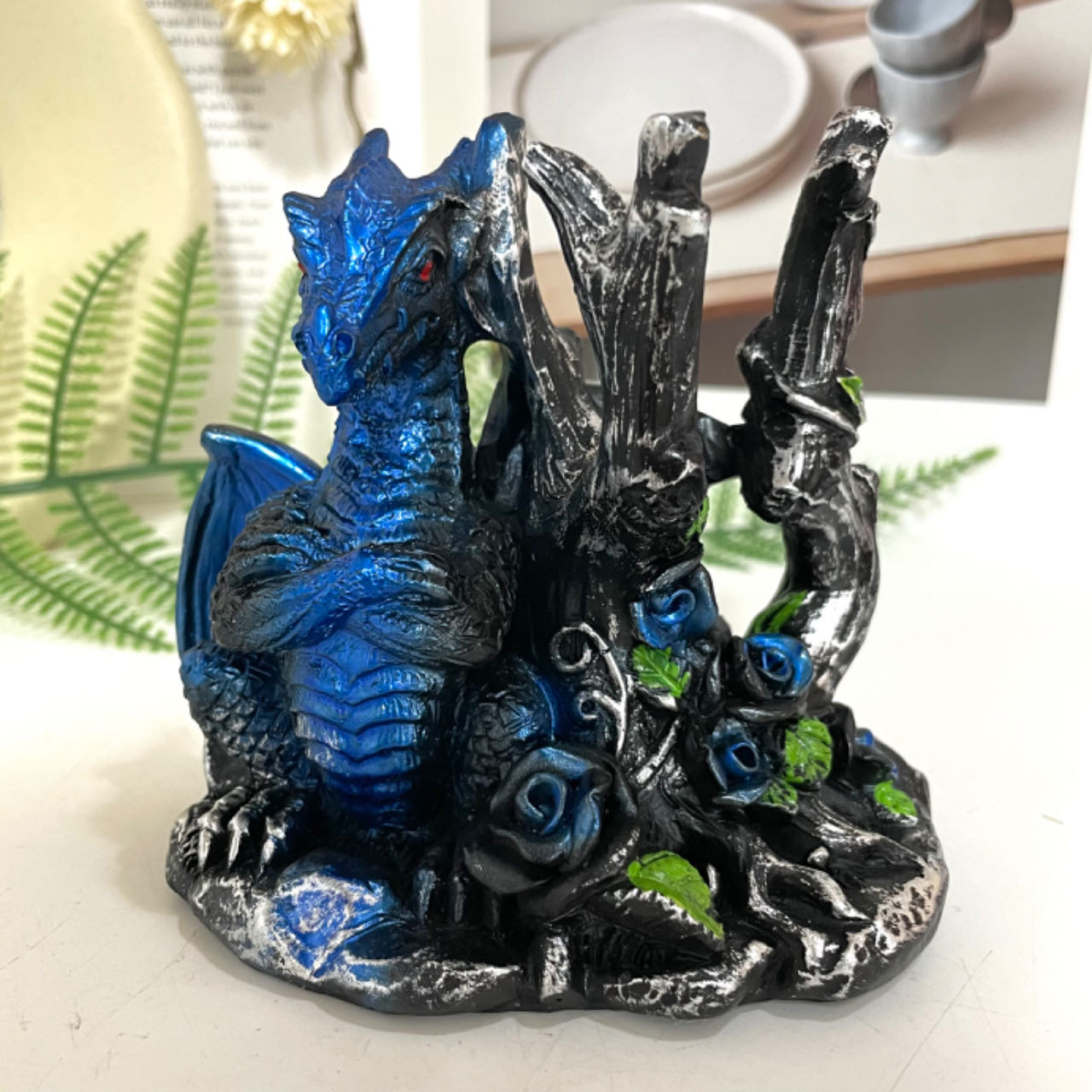 1PCS Branch Dragon Stand Silver Blue Healing Stone Home Decoration For Crystal Ball From IG Crystal