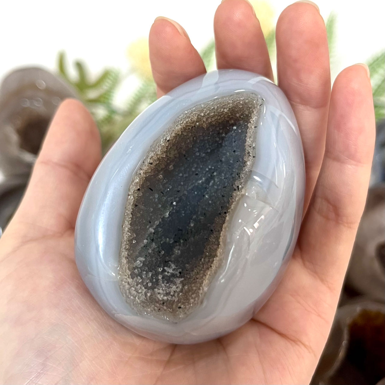 Different Maerail Druzy Egg Natural Raw Geode From IG Crystal