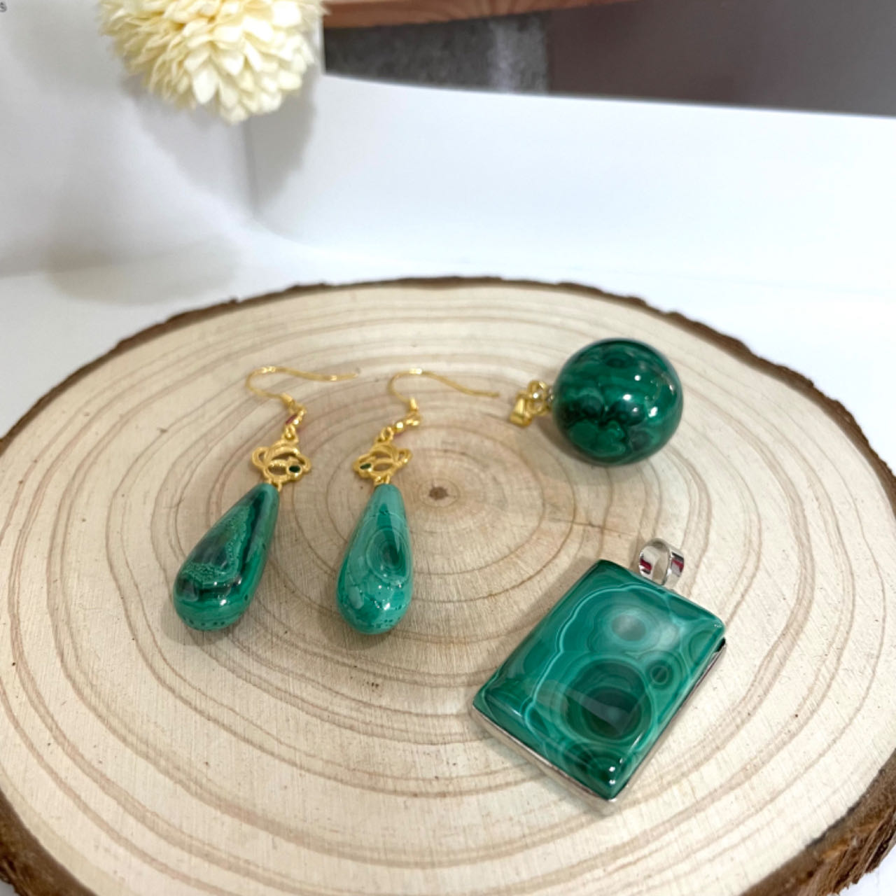 Malachite Jewelry Earrings Necklace Healing Stone for Women Fashion Jewelry From IG Crystal