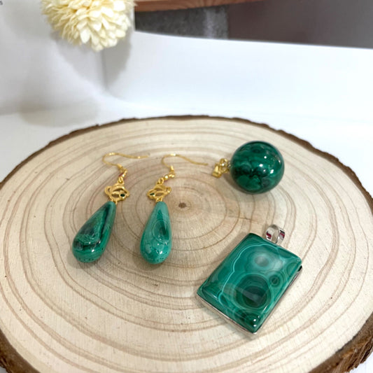 Malachite Jewelry Earrings Necklace Healing Stone for Women Fashion Jewelry From IG Crystal