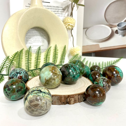 1~2 Counts Small Chrysocolla Balls 2.5~5cm Healing Stone Home Decoration From IG Crystal
