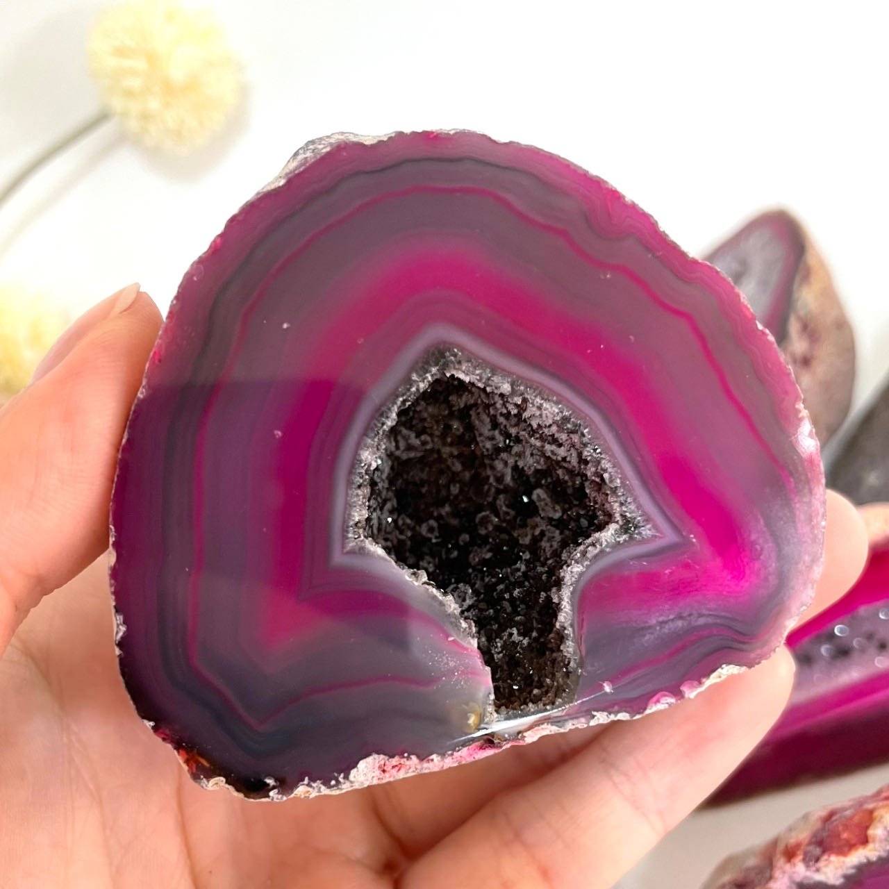 Any 2PCS Pink Druzy Natural Raw Geode From IG Crystal