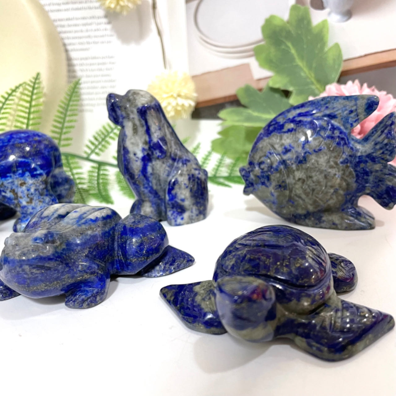 Lazurite Animals Dinosaur Dog Bear Turtle Fish Owl Dolphin Frog Seal Healing Stone From IG Crystal