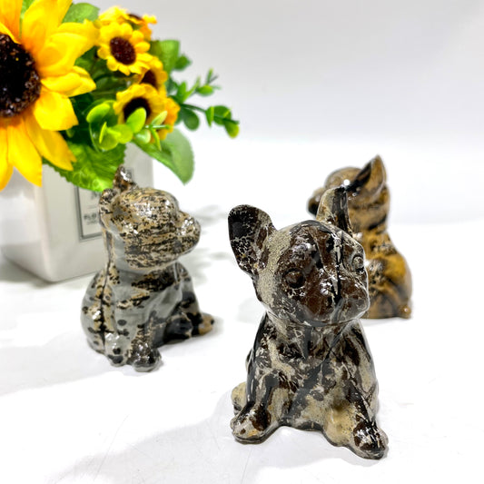 2 Counts Picture Jasper French Bulldog Crystal Carving Healing Stones Natural Stone Chakra Balancing Reiki Home Office Decor From IG Crystal