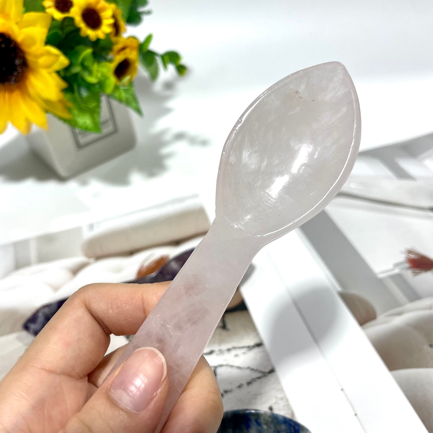 3 Counts Crystal Spoon Scoop Clear Quartz Rose Quartz Amethyst Lapis Lazuli Crystal Carving Healing Stones Natural Stone Chakra Balancing Reiki Home Office Decor From IG Crystal