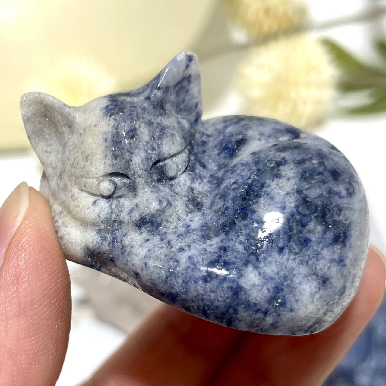 3 Counts Sleeping Cat Crystal Clear Quartz Rose Quartz Blue Aventurine Healing Crystal Home Decoration From IG Crystal