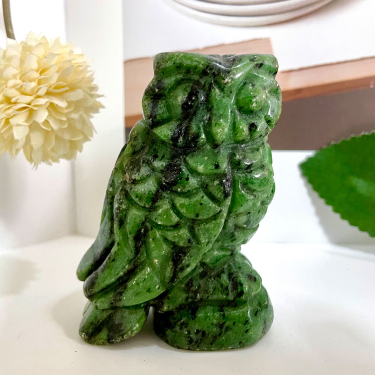 1PCS Ruby Funchsite Owl High Quality Natural Crystal From IG Crystal