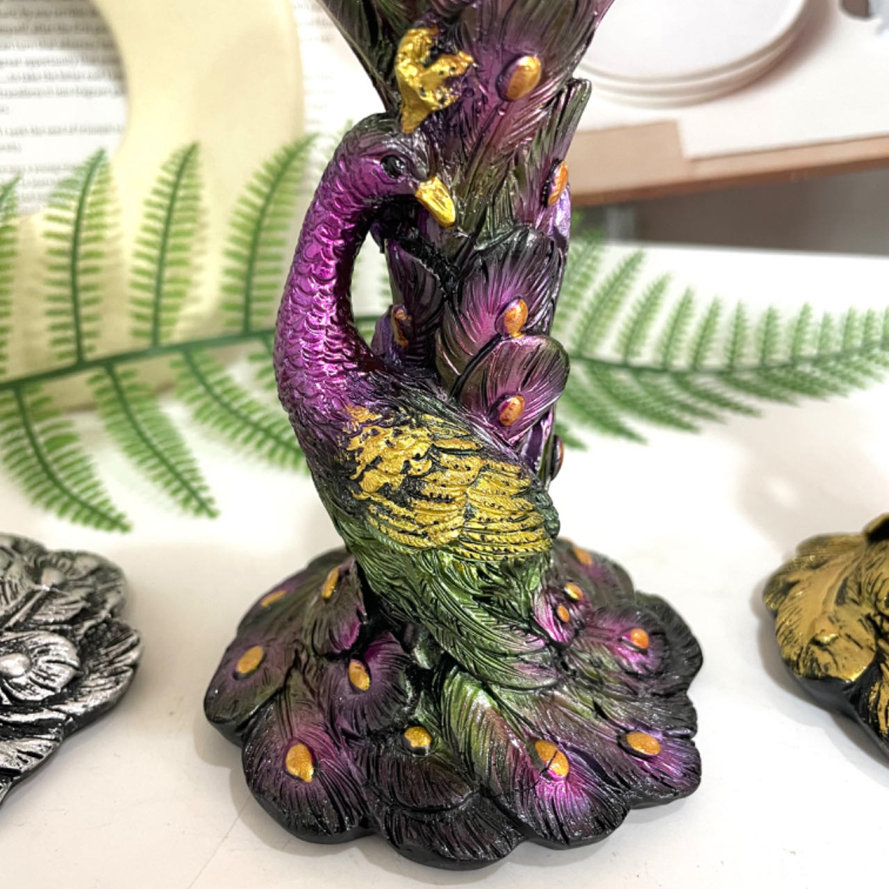 2PCS Phoenix Stand Silver Golden Healing Stone Home Decoration For Crystal Ball From IG Crystal