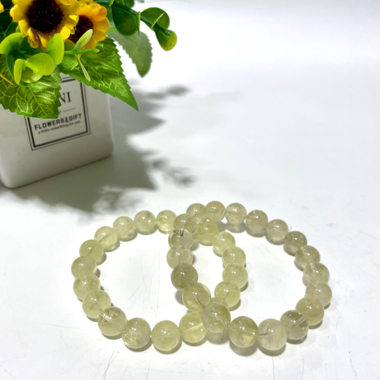 2 Counts 11mm Natural Lemon Quartz Gemstone, Beaded Stretchable Unisex Bracelet, Stretch Jewelry for Men Women, Handmade, Bohemian, Birthstone Chakra Stones, Worry Healing Bracelets From IG Crystal