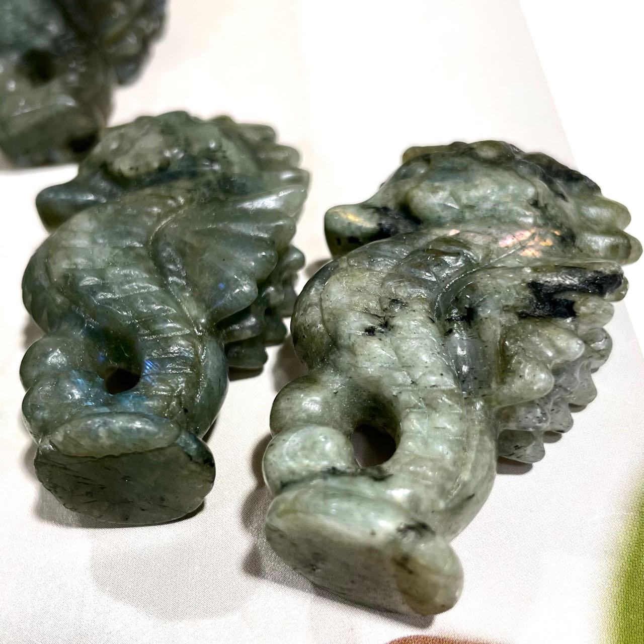 2 Counts Labradorite Seahorse Crystal Carving Healing Stone Home Decoration From IG Crystal