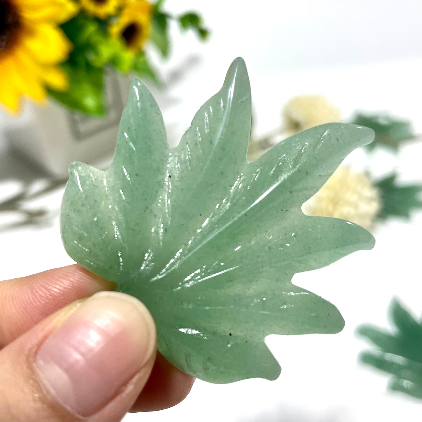 9 Counts Green Aventurine Leaf Crystal Carving Healing Stones Natural Stone Chakra Balancing Reiki Home Office Decor From IG Crystal