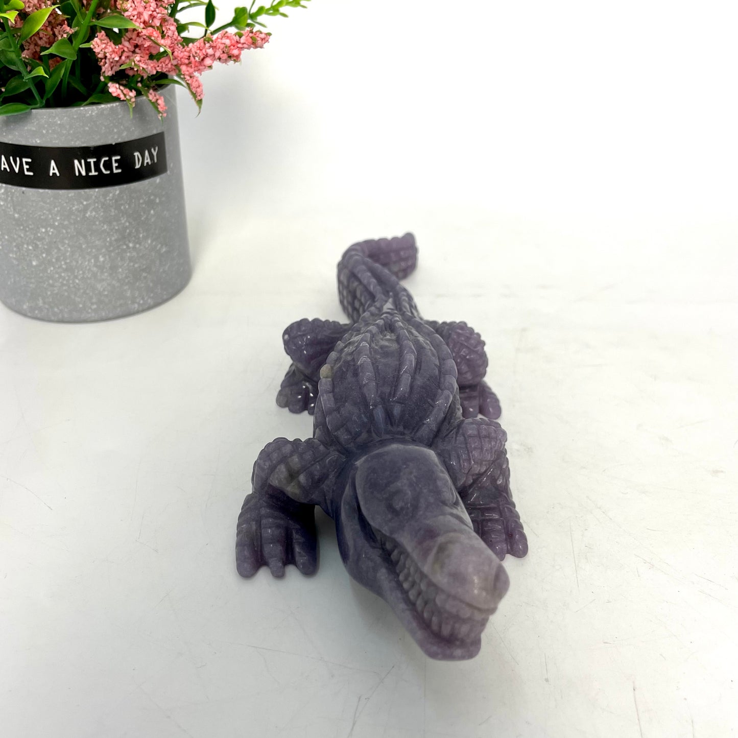 1 Count Purple Aventurine Crocodile Crystal Carving Healing Stones Natural Stone Chakra Balancing Reiki Home Office Decor From IG Crystal