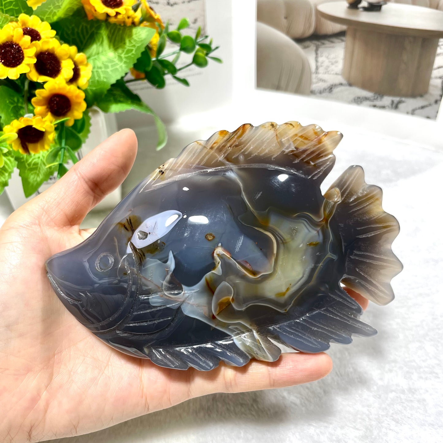 1 Count Fish Crystal Carving Healing Stones Natural Stone Chakra Balancing Reiki Home Office Decor From IG Crystal