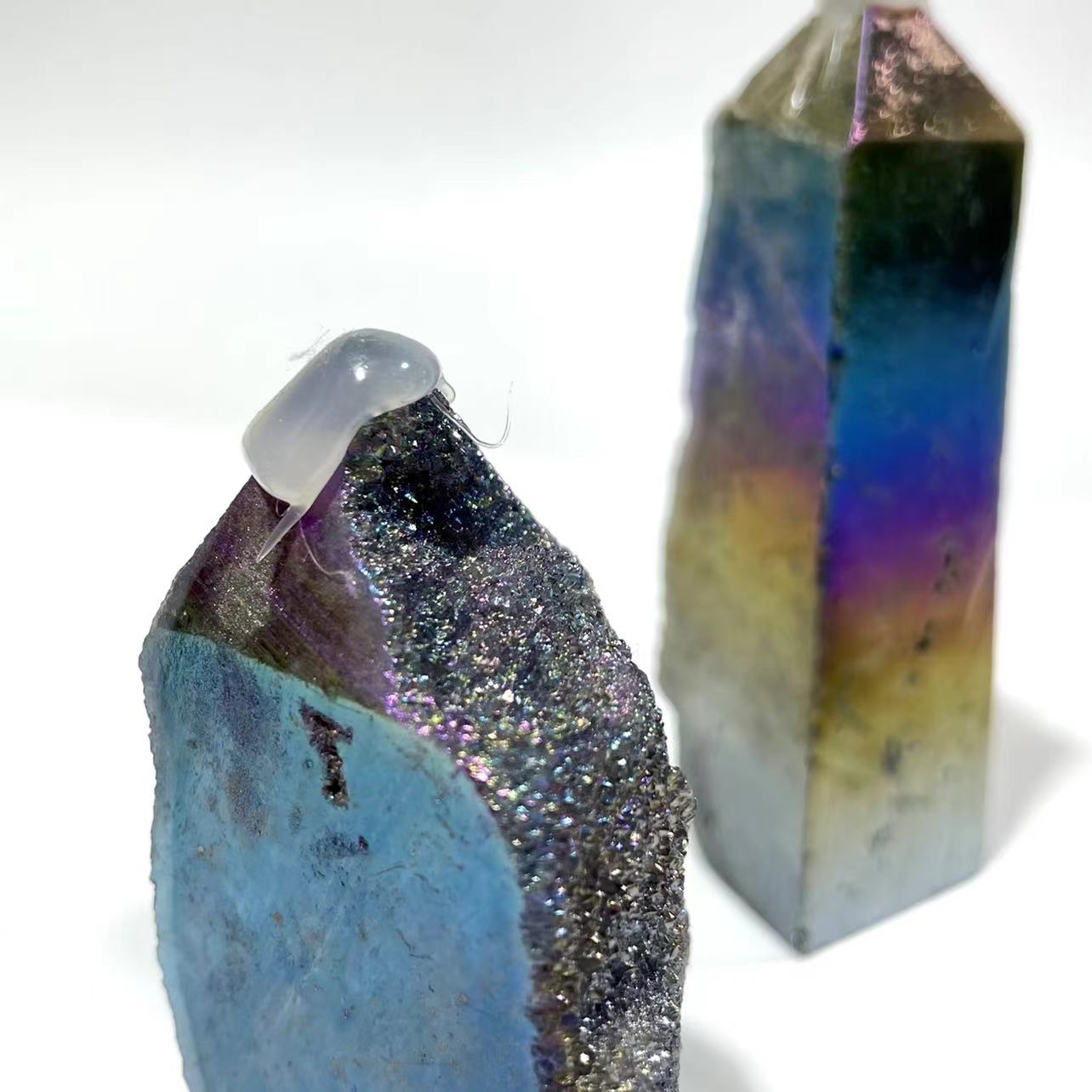 5~7 Counts 500G Rainbow Sphalerite Wand Unnatural Stone Artificial Crystal Gem Mining Chakra Balancing Reiki Healing Crystal Mystery Crystal Display Crystal Shopping Online Home Office Decor From IG Crystal