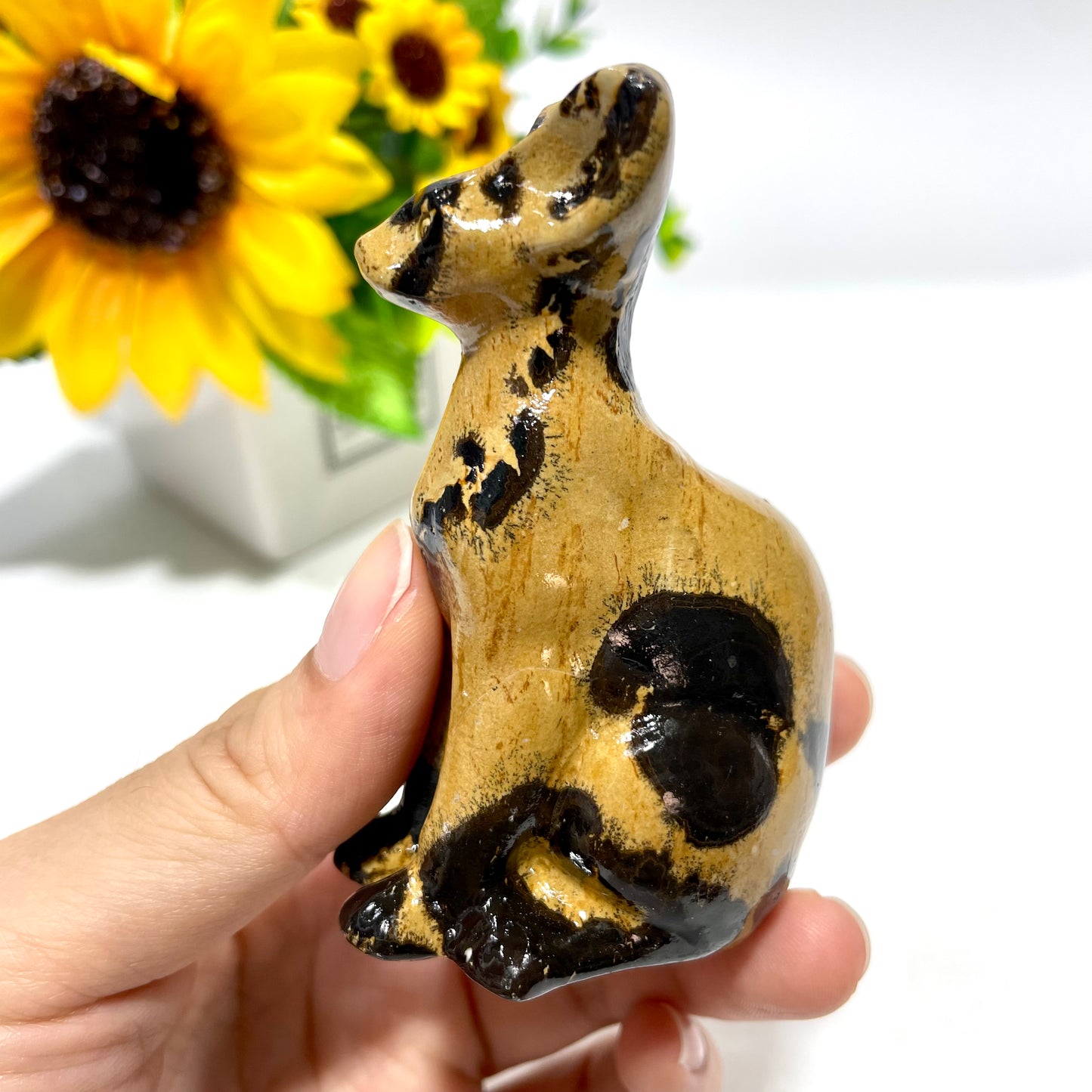 2 Counts Picture Jasper Egypt Cat Sphynx Cat Crystal Carving Healing Stones Natural Stone Chakra Balancing Reiki Home Office Decor From IG Crystal