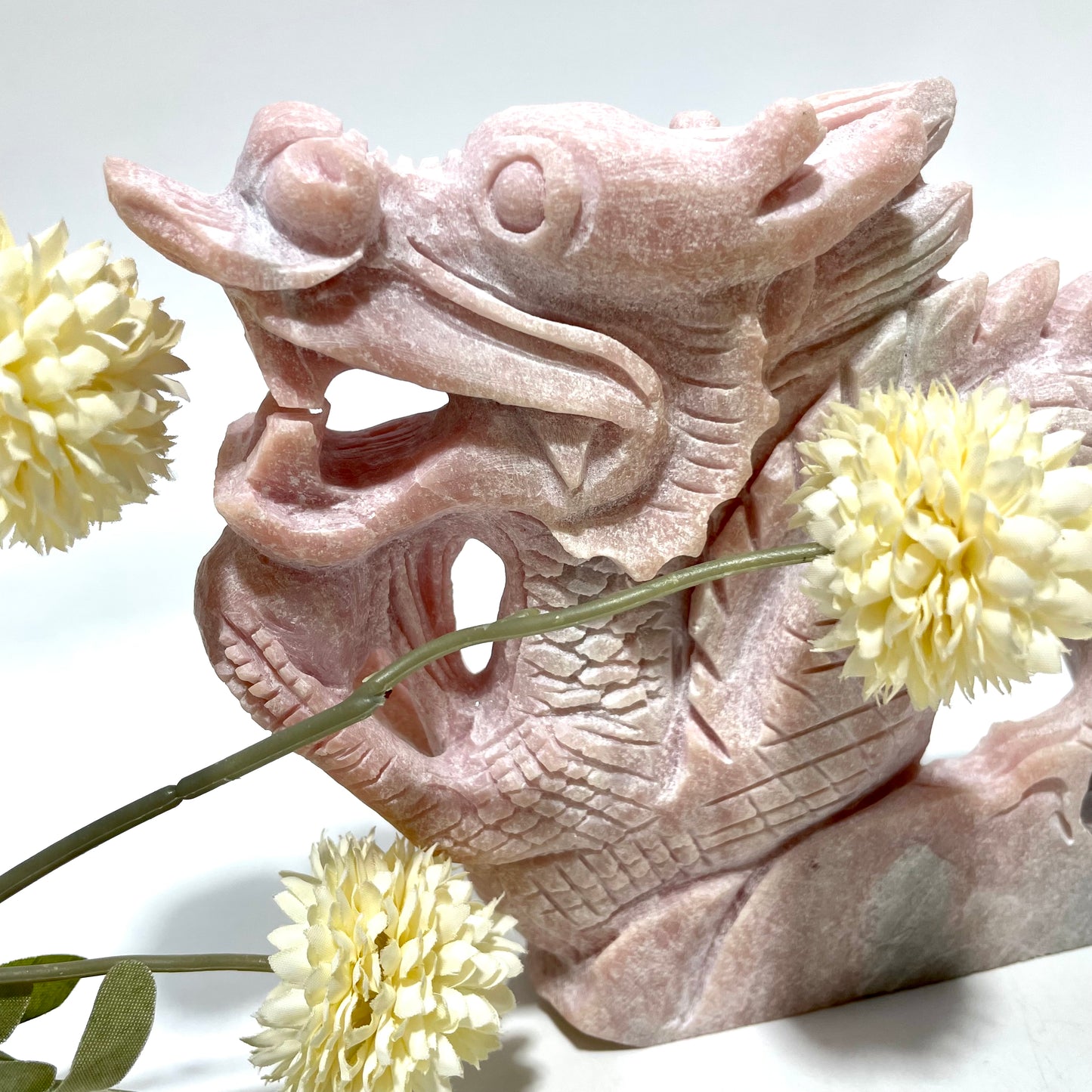 1 Count Pink Opal Dragon Crystal Carving Healing Stones Natural Stone Chakra Balancing Reiki Home Office Decor From IG Crystal