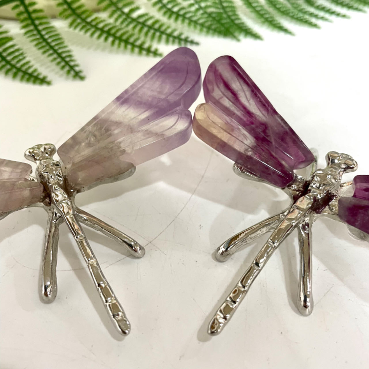 2 Counts Fluorite Dragonfly Butterfly Crystal Healing Stone Home Decoration From IG Crystal
