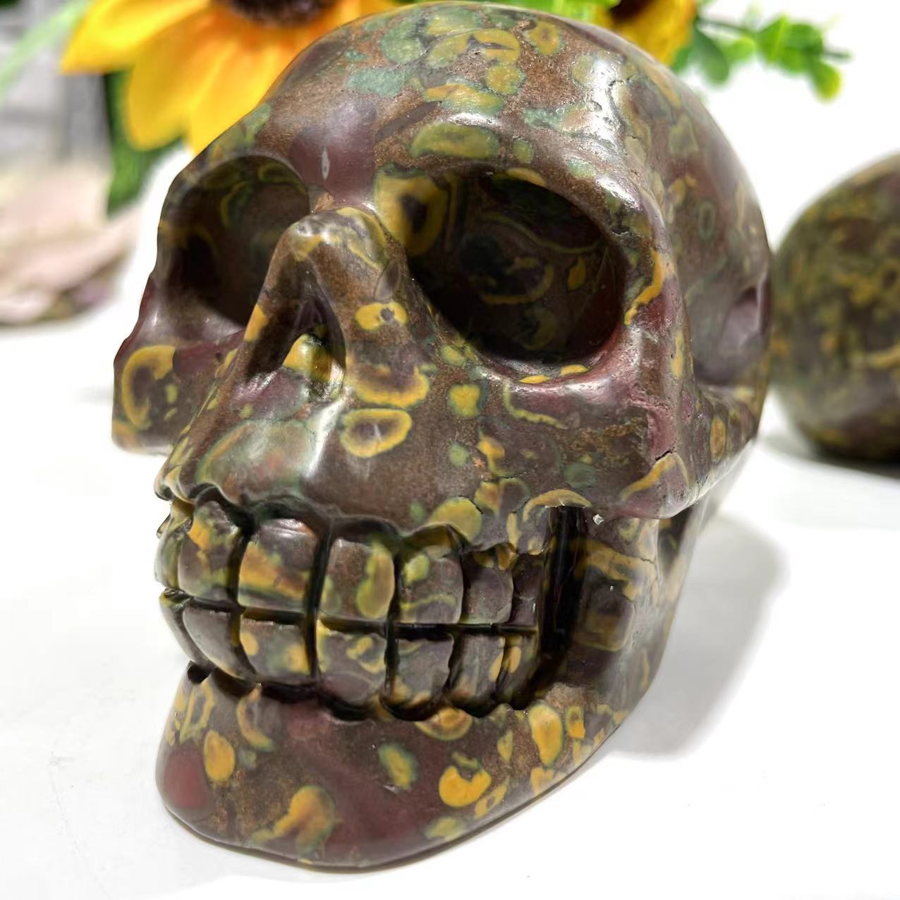 1 Count Fruit Jasper Skull Crystal Carving Natural Stone Gem Mining Chakra Balancing Reiki Healing Crystal Mystery Crystal Display Crystal Shopping Online Home Office Decor From IG Crystal