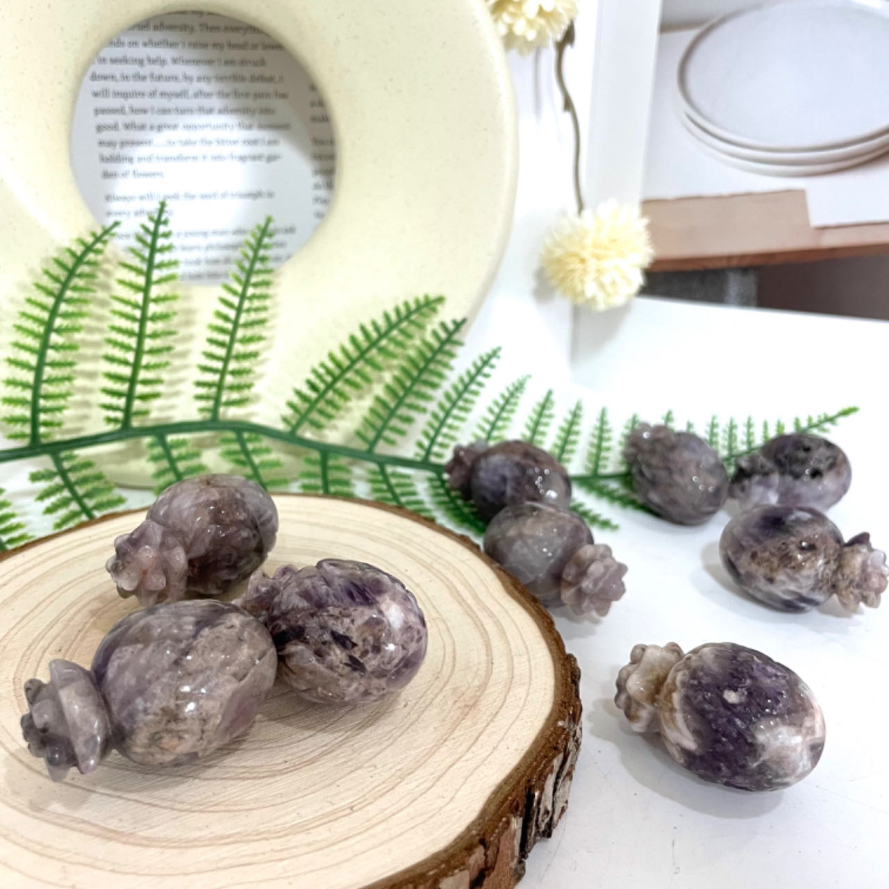 4PCS Small Amethyst Pineapple Healing Crystal Home Decoration From IG Crystal