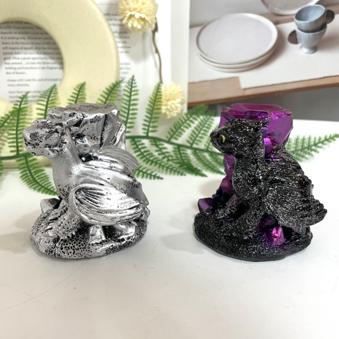 2PCS Stands Black Purple Silver Healing Stone Home Decoration For Crystal Ball From IG Crystal