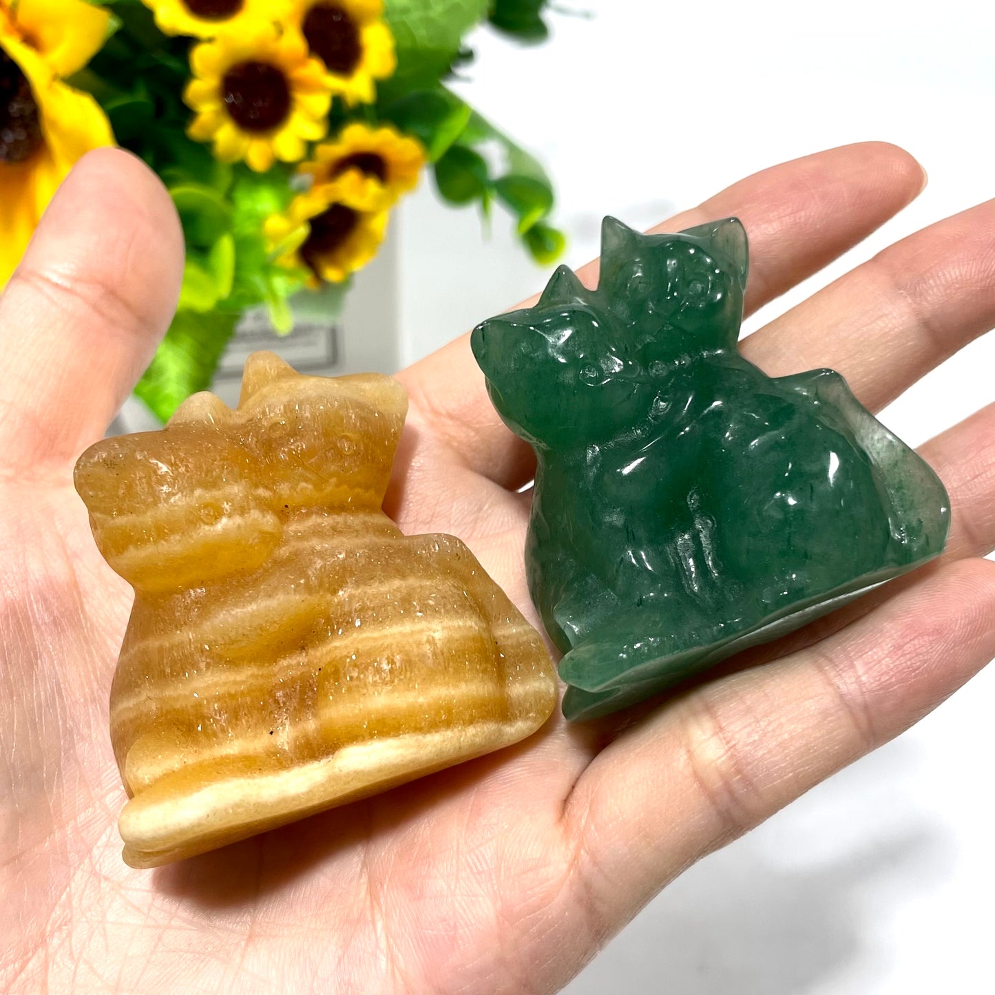 3 Counts Different Materials Embrace Cat Crystal Carving Healing Stones Natural Stone Chakra Balancing Reiki Home Office Decor From IG Crystal